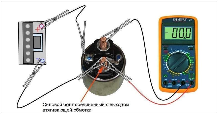 Прозвонка обмоток втягивающего реле